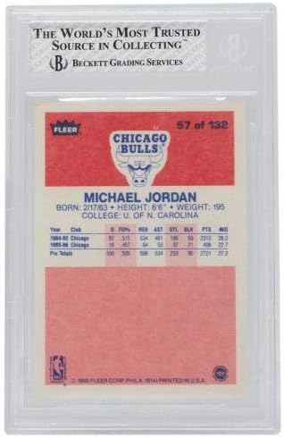 Michael Jordan 1986 Fleer 57 Chicago Bulls Basketbol Kartı BGS NM - MT 8 876-İmzasız Futbol Kartları