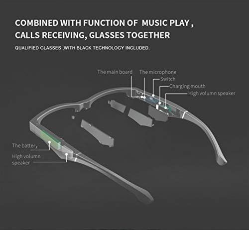 XIWAN Kablosuz Su Geçirmez Bluetooth Bas HiFi Akıllı Gözlük SmartTouch Eller-Serbest Çağrı Müzik Güneş Gözlüğü ile Mikrofon (Renk: