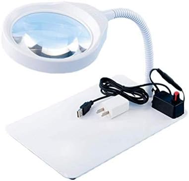 JIHAE115 Büyüteç Masaüstü Büyüteç Lamba Masası led ışık Parlaklık Ayar Braketi Bükülebilir Hd Beyaz Lens USB Güç Kaynağı,Beyaz,3X,Beyaz,8*