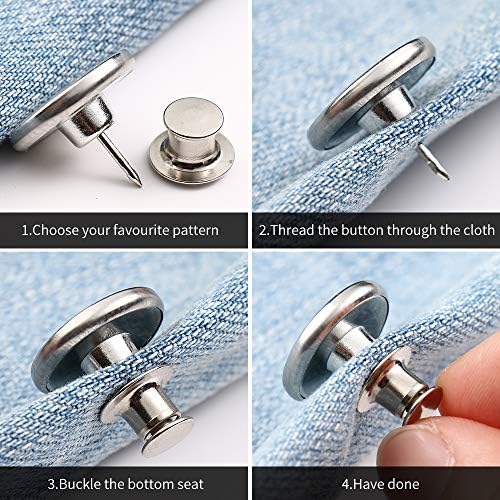Düğme pimleri için yükseltilmiş 10 adet, kot pantolon için 5 düğme stili, basit ayarlanabilir jean düğmesi değiştirme, dikişsiz