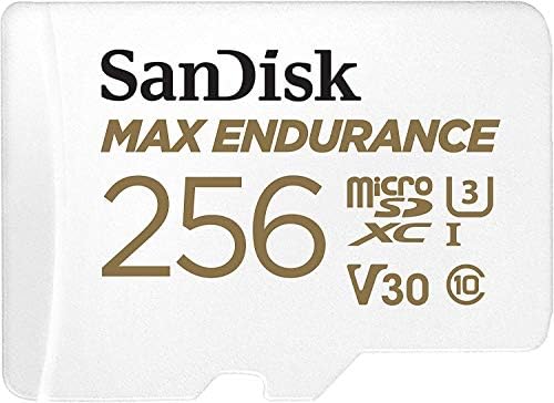 SanDisk MAX Dayanıklılık 256 GB microSD Kart için Ev Güvenlik Kameraları ve Çizgi Kameralar (SDSQQVR-256G-GN6IA) Adaptörü ile,
