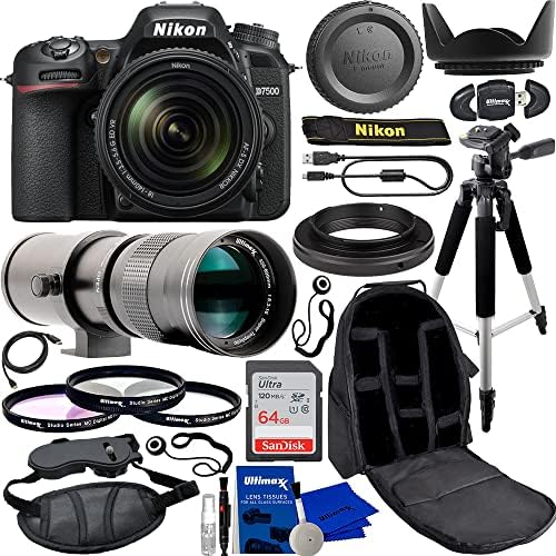 Nikon D7500 DSLR Kamera ile Nıkkor AF-S DX 18-140mm f/3.5-5.6 G ED VR Lens ile Ultimaxx 420-800mm f/8.3-16 Süper HD Manuel Telefoto
