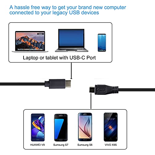 LOKEKE Tipi C Mikro 5 Pin OTG Kablo, mikro USB 5 Pin Erkek USB C Erkek OTG kablo Kordon Adaptörü için PC/Tablet/Telefon/Dizüstü(1