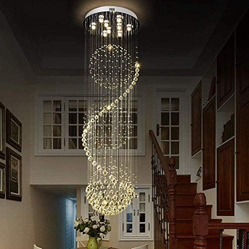 Dayanıklı Asılı Lamba Aydınlatma Villa Merdiven Uzun Salon Oturma Odası Kristal Avize Spiral Kristal Lamba Liyannan
