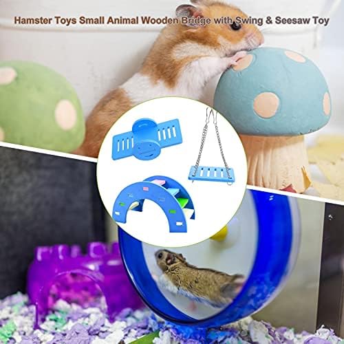 Iytefeki Hamster Çiğnemek oyuncak seti, ahşap Hamster Oyuncaklar W/Köprü, Salıncak ve Tahterevalli için Hamster, Gerbils, Fareler