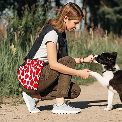 RysgdsE Köpek Tedavi Eğitim Kılıfı, Kırmızı Beyaz Zürafa Baskı Desen Tedavi Çanta için Köpek Eğitim, eller Ücretsiz bel kemeri