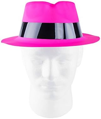 Süper Z Outlet 12 Paket Neon Mafya Tarzı Gangster Fedora Elbise Şapka çocuk Doğum Günü Sahne Malzemeleri Iyilik