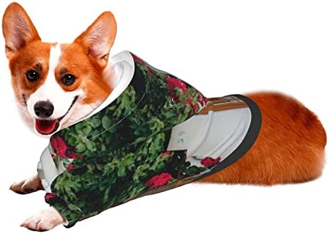 Bush ile Pembe Çiçekler Evcil Giyim Hoodies için Köpek Kedi Kostüm Yumuşak Pet Pijama Sıcak Sevimli Pet Kış Giysileri Gömlek