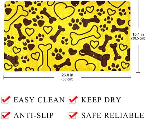 Sarı Köpekler Kemik Paw Aşk Desen Banyo Duş Mat Küvet Çocuk Mat (14.7x26. 9 in) Vantuz ve Drenaj Delikleri ile Banyo Duşlar için,