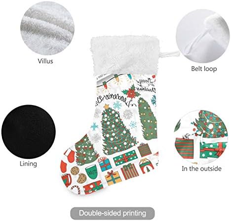 YUEND için Aile Tatil Noel Parti Süslemeleri ile Beyaz Peluş Trim Noel Stocking Kitleri Merry Christmas Ağacı Renkli 1 Parça