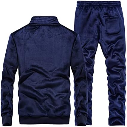 SGZYJ Kış Eşofman Erkek Kadife Polar Iki Parçalı Set Kalın Standı Yaka Kazak Spor Pantolon Takım Elbise Adam Koşu Spor Açık (Renk: