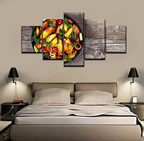 Skipvelo Kızarmış Patates Sosisli Soğan Halkaları ve Yeşil Maydanoz Duvar Sanatı tuval Baskılar Resimleri Resimleri Sanat Ev