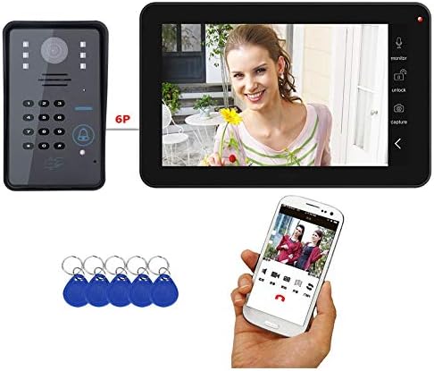 9 inç Kablolu Wifi Video Kapı Zili, Görüntülü Kapı Telefonu İnterkom için ev, Monitör + Gece Görüş Kamera, şifre Uzaktan APP