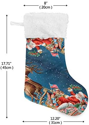 YUEND Klasik Kişiselleştirilmiş Noel Stocking Kitleri ile Büyük Beyaz Peluş Trim 1 Parça Merry Christmas Santa Kızak Mutlu Aile