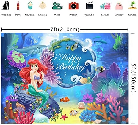 Denizkızı Temalı Zemin Deniz Altında Küçük Denizkızı Zemin Mermaid Prenses Kız Doğum Günü Partisi Dekorasyon Ariel Mermaid fotoğraf