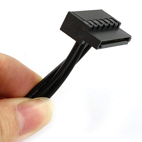 RuıLıng 2 adet Siyah Anakart ATX Mini 4 Pin 2X Sağ Açı 15 Pin SATA Sabit Disk HDD Güç Kaynağı Adaptörü Kablosu 18AWG 19.7 İnç