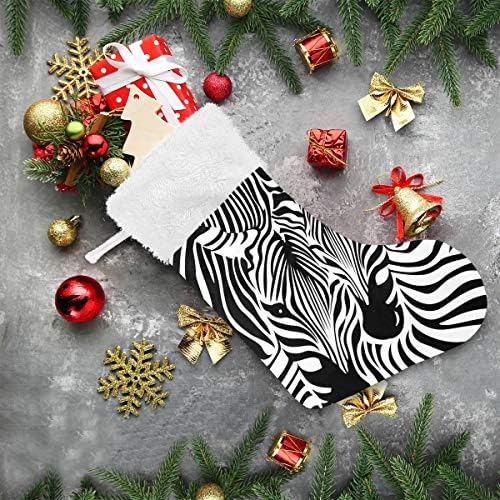 YUEND Büyük Klasik Kişiselleştirilmiş Beyaz Peluş Trim ile Aile Tatil Noel Partisi Süslemeleri için Zebra Siyah Beyaz Hayvan