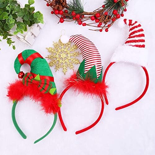 Elcoho 6 Paket Noel Bantlar Noel Partisi Şapka Bantlar Noel Elf Bantlar Ren Geyiği Boynuzları Kafa Bandı Noel Partisi Dekorasyon