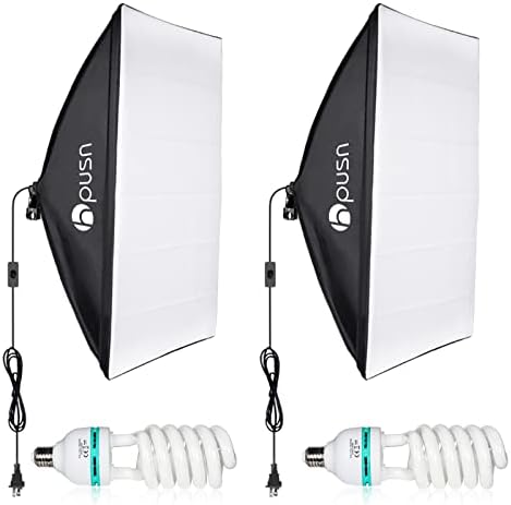 HPUSN Softbox Aydınlatma Kiti Profesyonel Stüdyo fotoğraf ekipmanları Portre Ürün moda Fotoğrafçılığı için (Ampul ve ışık Standı