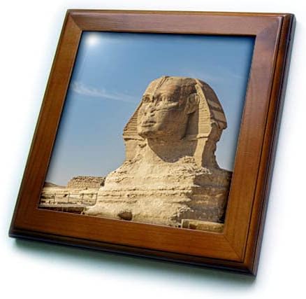 3dRose Mısır, Kahire. Büyük Piramidin Önünde Giza'nın Büyük Sfenks'i. - Çerçeveli Fayanslar (ft_343071_1)