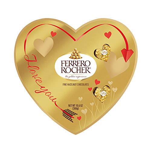 Ferrero Rocher İnce Fındıklı Sütlü Çikolata, Kalp Şeklinde Sevgililer Günü Çikolatalı Şeker Hediye Kutusu, 10.6 Oz, 24 Sayım