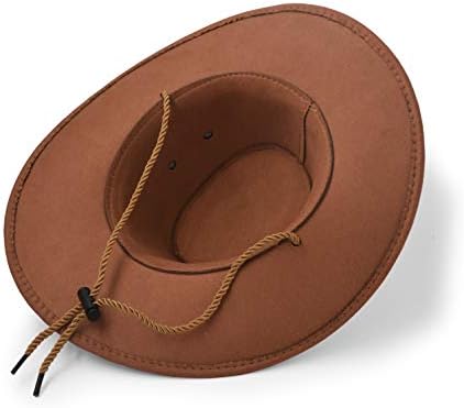 Kovboy Şapkası, Güneş Şapkası Suni Keçe Deri Süet Seyahat Şapkası Batı Şapkası Açık Güneş Koruması