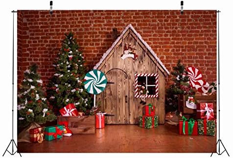 BELECO 7x5ft Kumaş Noel Zemin Noel İç Ahşap Ev Şeker Ağacı ve Hediyeler ile Fotoğraf Backdrop Aile Tatil Kutlama için Yeni Yıl