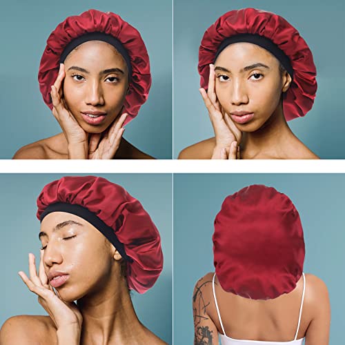 GBS Çift Katmanlı Ipeksi Saten Kaput Kadınlar için Saç Bakımı ile Yumuşak Ayarlanabilir Geniş Kafa Bandı-Jumbo Geri Dönüşümlü