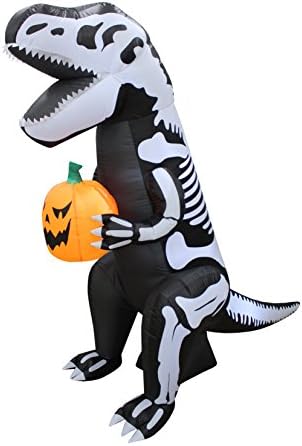 6 Ayak Boyunda cadılar bayramı şişme iskelet dinozor Tyrannosaurus T-Rex kabak ışıkları ile ışıklı Blowup parti dekorasyon için