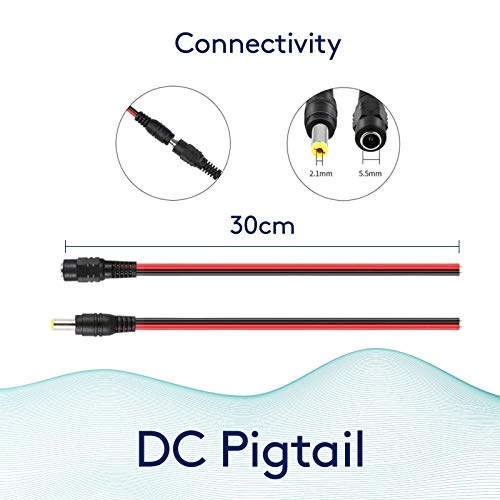 20 Pairs DC Güç Pigtail Kablo Tel Fiş 18AWG Saf Bakır 2.1 mm x 5.5 mm 12 V 5A Erkek ve Dişi Konnektörler için Güvenlik CCTV Gözetim
