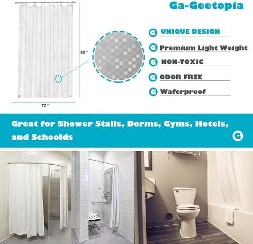 Ga-Geetopia Ekstra Uzun 3D EVA Plastik Duş Perdesi Liner Premium Hafif 72 x 80 Temizle Banyo Duş Showroom Perde Liner ile Paslanmaz