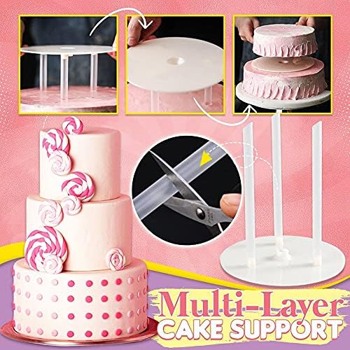 Çok Katmanlı Kek Destek Seti, Yuvarlak Tatlı Raf Kek Conta Kek destek çerçevesi Kek Standları Pişirme Araçları Kazık Parantez