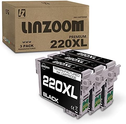 LinZoom Yeniden Üretilmiş 3-Pack 220 220XL Siyah Mürekkep Kartuşu Değiştirme ıçin Epson 220XL ıçin Epson Expression Ev XP-320