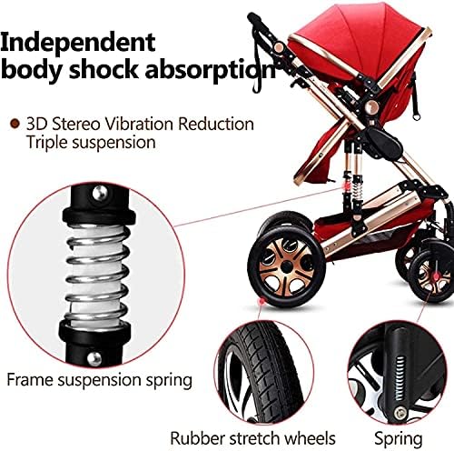 LXLA 3 in 1 Puset Arabası Cabrio Lüks Bebek Arabası, Depolama Sepeti, Şok Emme, Hafif Taşınabilir Bebek Arabası ile Ayak Kapak