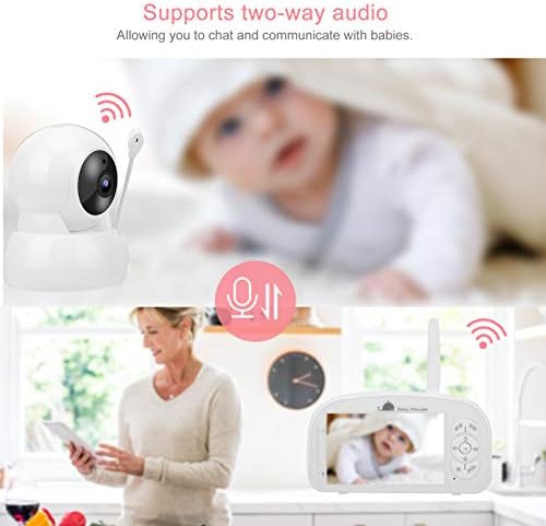 Cryfokt Video Bebek Monitörü 5 İnç TFT Ekran, Ses Algılama ve Alarmlı 1080P Bebek Kamerası, Besleme Hatırlatıcısı, Ninniler,