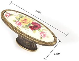Çekmece Kolları,Geleneksel Çekmece dolap kulpu Vintage Kırsal Çiçek Desen Seramik Bronz DIY Kapı Kolları Dolap Dolap Çekmece