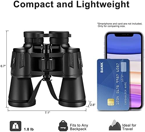 Kissarex 12x50 Dürbün Yetişkinler için, yüksek Güç Katlanır Kompakt Dürbün ile BAK4 Prizma MYK Lens, su geçirmez Dürbün için