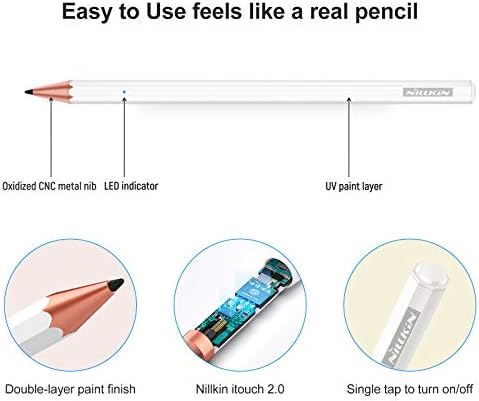 Nillkin Stylus Kalem ile Uyumlu Apple iPad, Palm Reddetme iPad Kalem ile Hiçbir Gecikme, yüksek Hassasiyetli için iPad 8th /