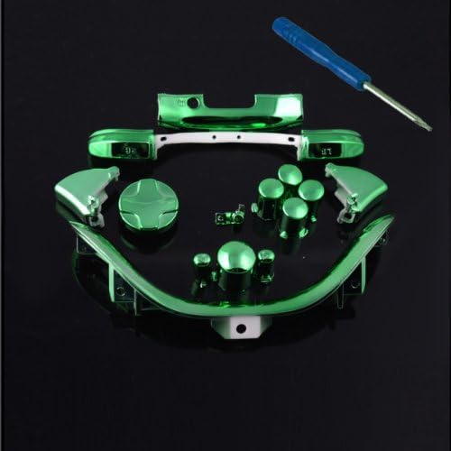 Denetleyiciniz için Xbox 360 Krom Yeşili Tam Parça Seti (Başparmak Çubukları, D-pad, Düğmeler, Tetikleyiciler, Tamponlar, Alt