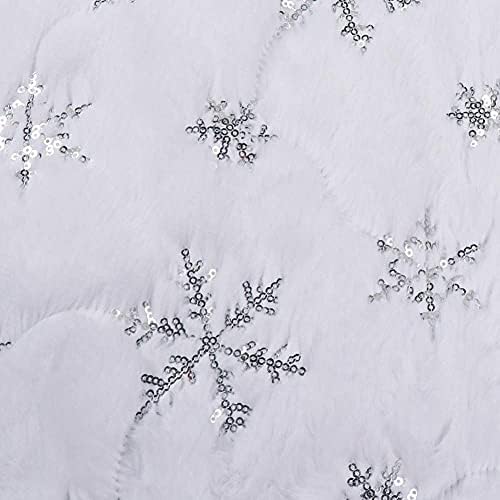 Beyaz Kürk Noel Ağacı Etek ile 48 inç Sparkly Gümüş Kar Tanesi Pullu, lüks Faux Kürk Tatil Noel Süslemeleri Noel Partisi Dekor