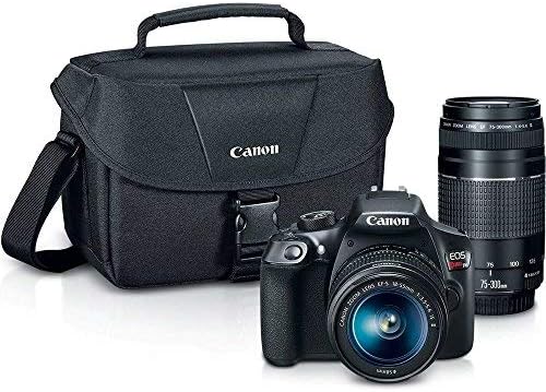 Canon EOS Rebel T6 EF-S 18-55mm ve EF 75-300mm Zoom Lensli Dijital SLR Fotoğraf Makinesi Seti (Siyah) (Yenilendi)