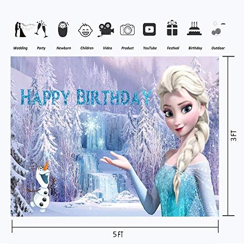 YouRan Mutlu Doğum Günü Zemin Kızlar için Yürümeye Başlayan 5x3 Kış Onederland Prenses Elsa Arka Plan Çocuklar için Bir Yaşındaki