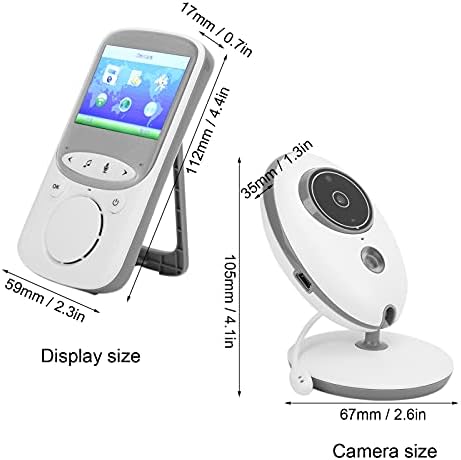 FASJ Video Bebek Monitörü, 2.4 in Renkli LCD Ekranlı 2.4 G Dijital Kablosuz Bebek Monitörü Dahili Otomatik Gece Görüş Fonksiyonu,