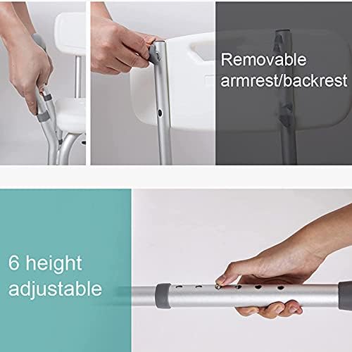 YQX-Taşınabilir Banyo Sandalyesi, Arkalıklı, Kolçaklı ve Kaymaz Lastik Ayaklı Ayarlanabilir Duş Tezgahı
