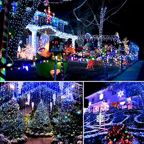 Açık Noel ışıkları 500 LED 197ft uzun dize ışık şebeke Powered 8 modları temizle tel Plug in su geçirmez peri ışıkları ev bahçe