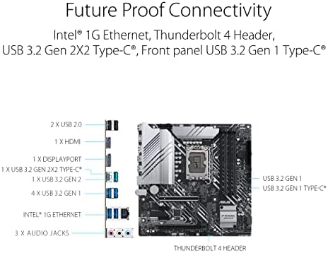 ASUS Prime Z690M-Plus D4 LGA 1700 (Intel 12. Nesil) microATX anakart (PCIe 5.0, DDR4, 10 + 1 Güç Kademeleri, 3x M. 2, 1 Gb LAN,
