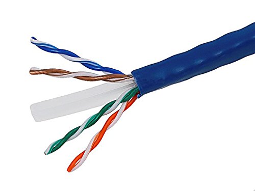 200 Ft - UTP Kedi. 6 Toplu Kablo, (UL/CSA) Duvar İçi Nominal (CMG) %100 Bakır 24 Awg Ethernet Katı Bakır, Mavi Renk,