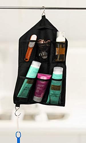 EV-X Asılı Örgü Cepler Organizatör-Kapı Kancası Üzerinde-Şampuan Duş Organizatörü-Dolap Caddy-6 Cepler Ev Organizasyonu ve Depolama-Siyah