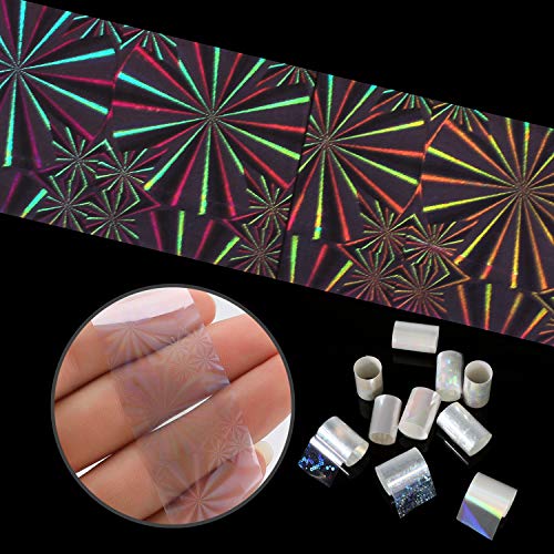 10 Rolls Beyaz İnci Renk Holografik Tırnak Folyo Transferi Sticker Rulo Seti, Mwoot Mix-Desen Nail Art Etiketler, Sarar Çıkartmaları