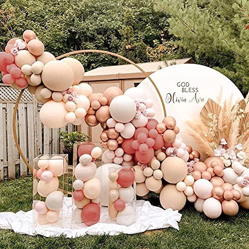 Balon Kemer Çelenk Kiti,108 pcs Allık Çıplak Kayısı Çift Dolması Lateks Parti Balonlar için Retro Boho Düğün Bebek Duş Gelin